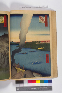 東洋文庫 所蔵 岩崎文庫 名所江戸百景 隅田河崎橋の渡かわら寵	