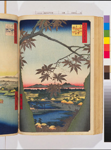 東洋文庫 所蔵 岩崎文庫 名所江戸百景 真間の紅葉手古奈の社はし